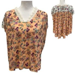 Oversized Orange Floral Babydoll Top